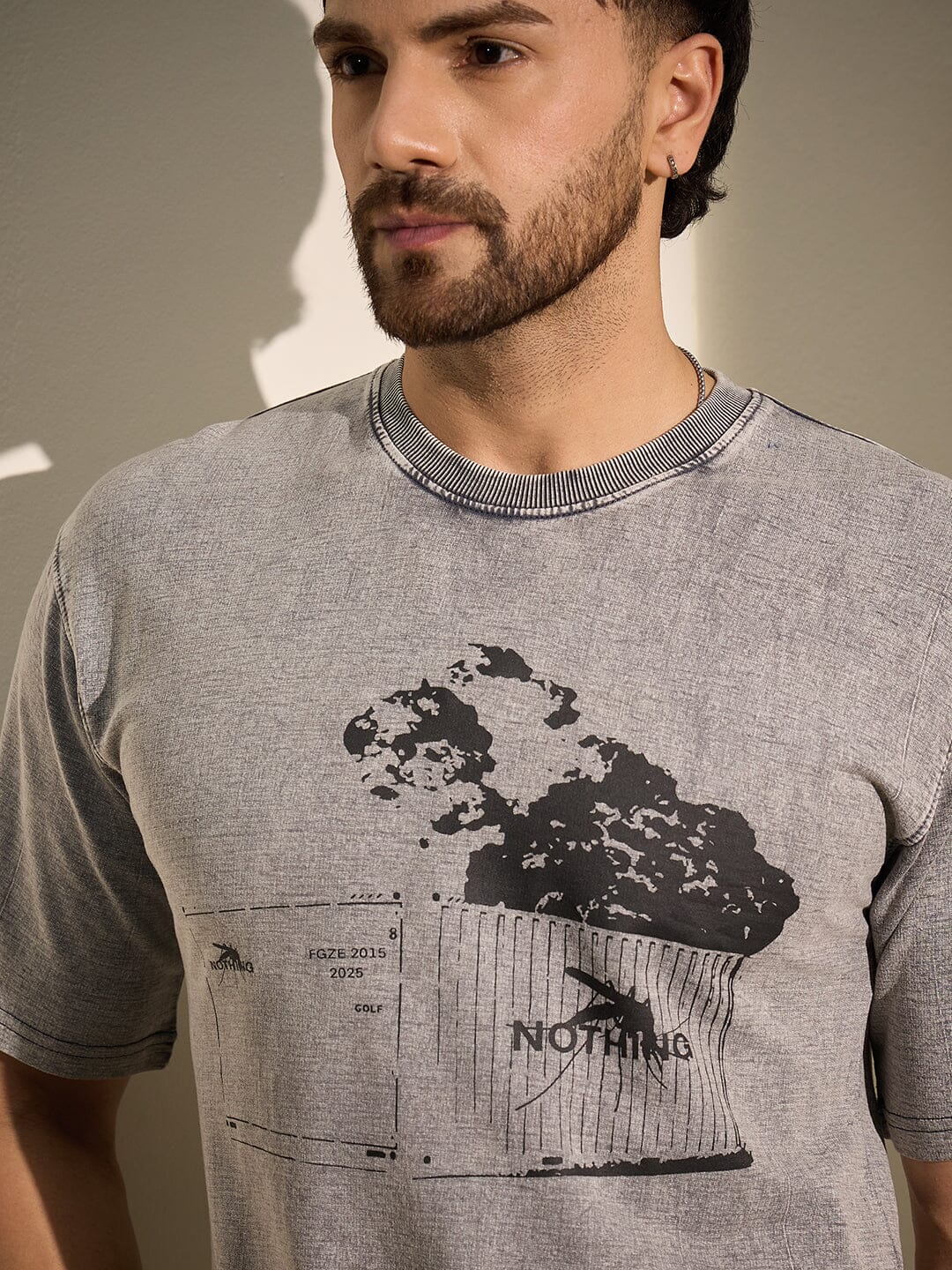 Acid Grey Container Graphic Oversized Tshirt