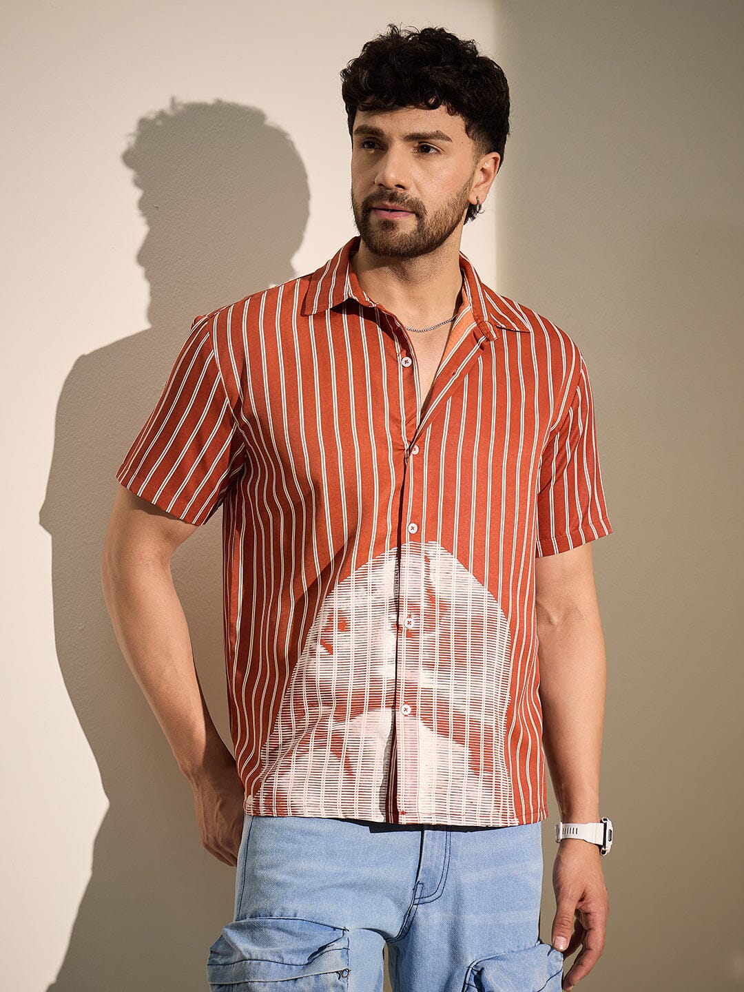 Rust Striped Nun Graphic Shirt