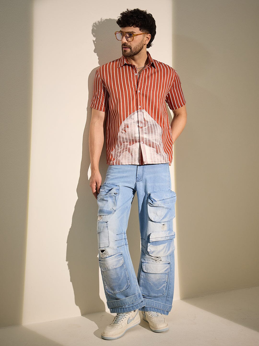 Rust Striped Nun Graphic Shirt