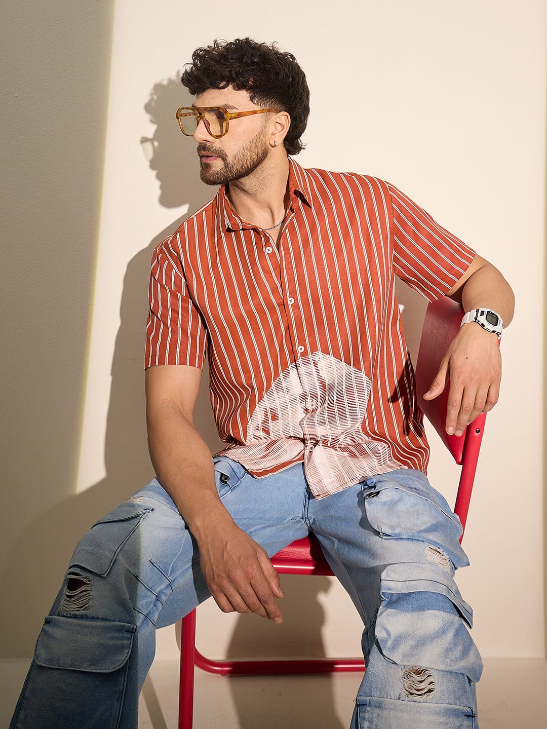 Rust Striped Nun Graphic Shirt