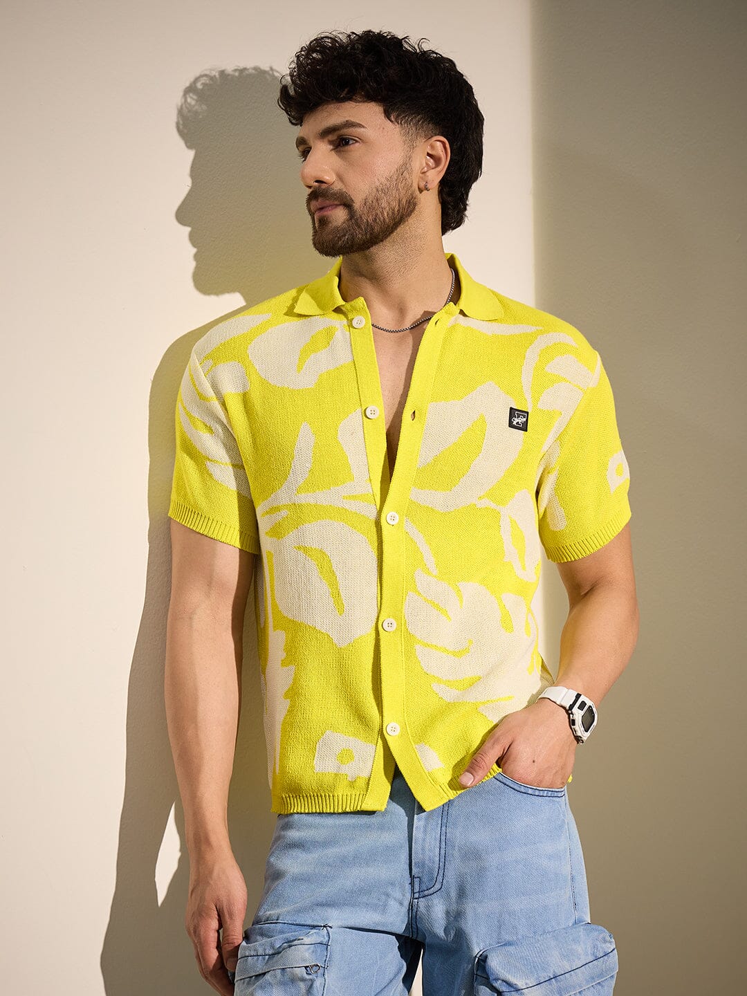 Lemon Floral Knitted Shirt