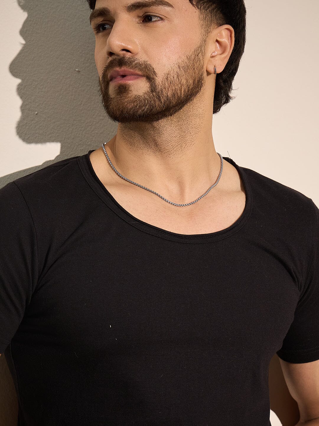 Black Deep Scoop Neck Tee