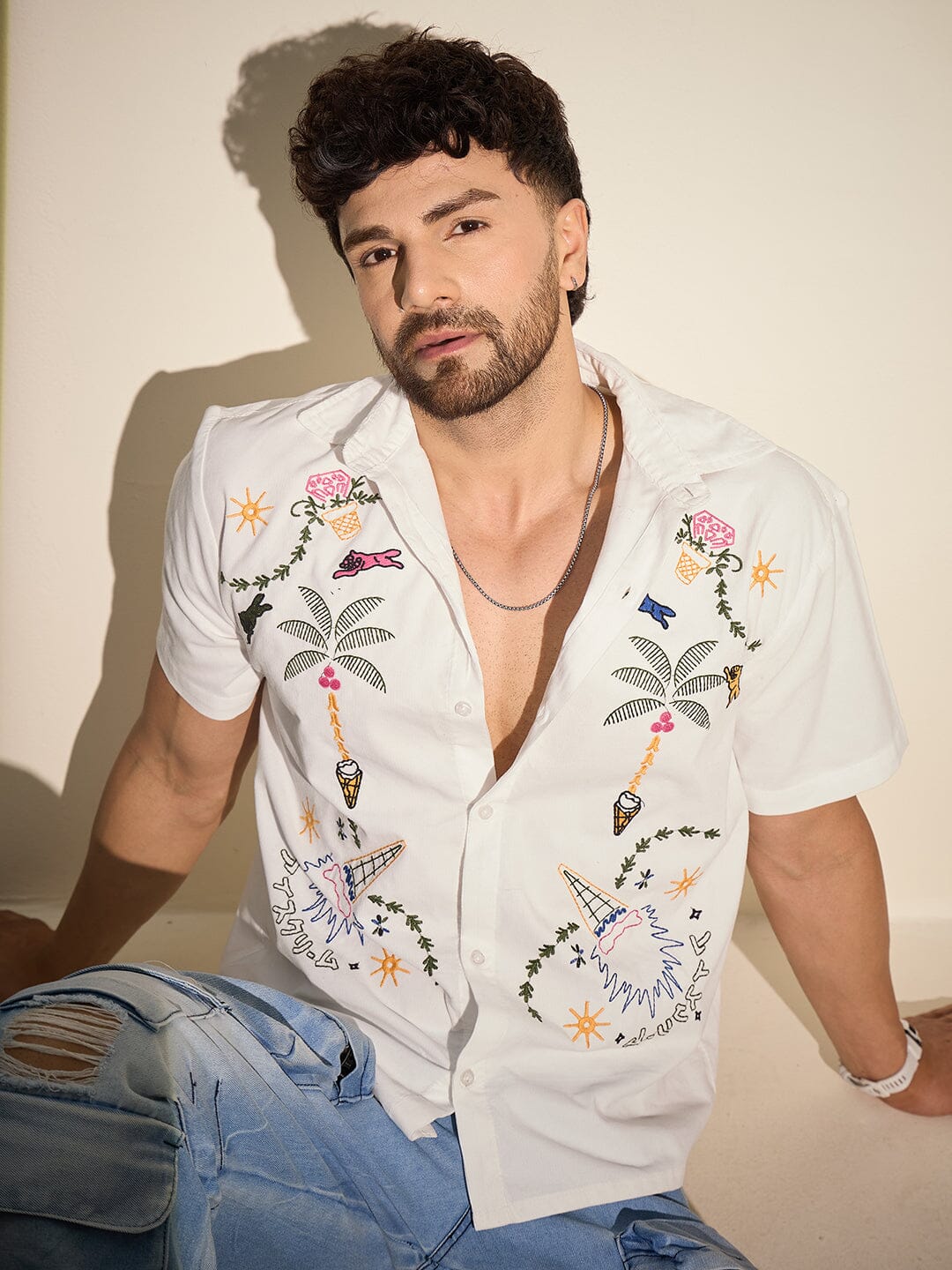 White Summer Embroidery Shirt