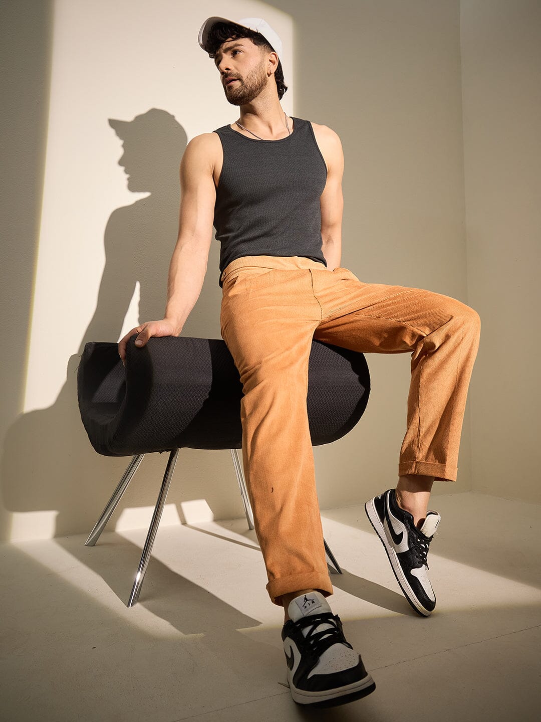 Charcoal Ribbed Muscle Fit Vest