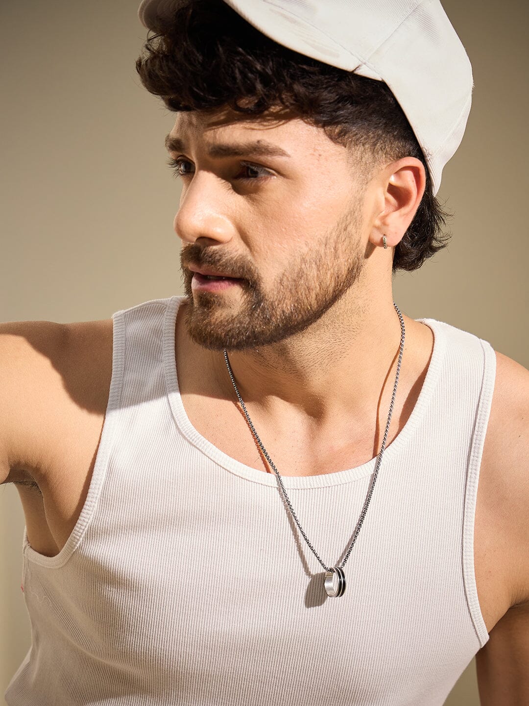 White Ribbed Muscle Fit Vest