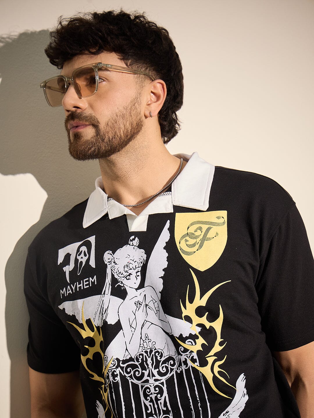 Black Mayhem Graphic Polo Tshirt