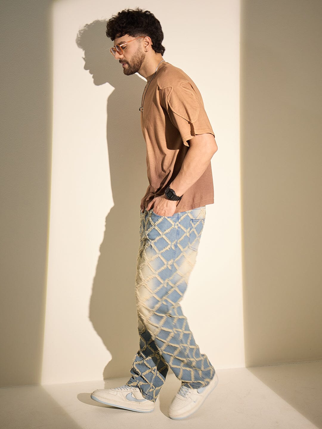 Brown Ombre Padded Shoulder Oversized Tshirt