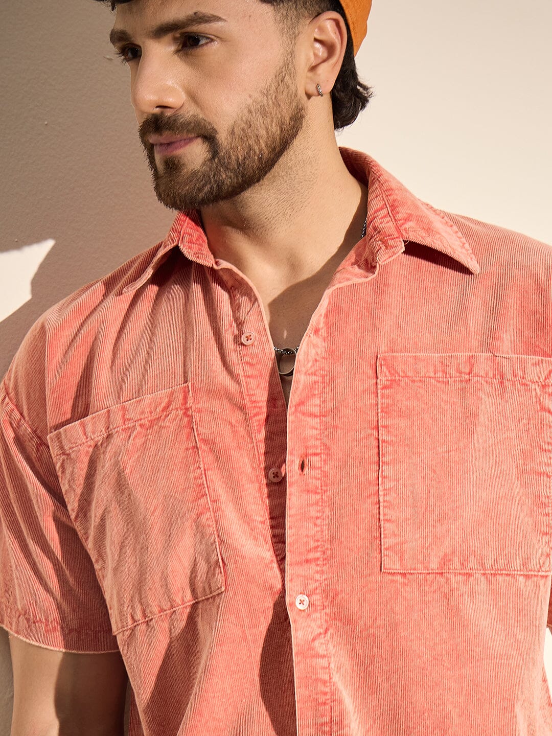 Orange Acid Cropped Unbalanced Shirt