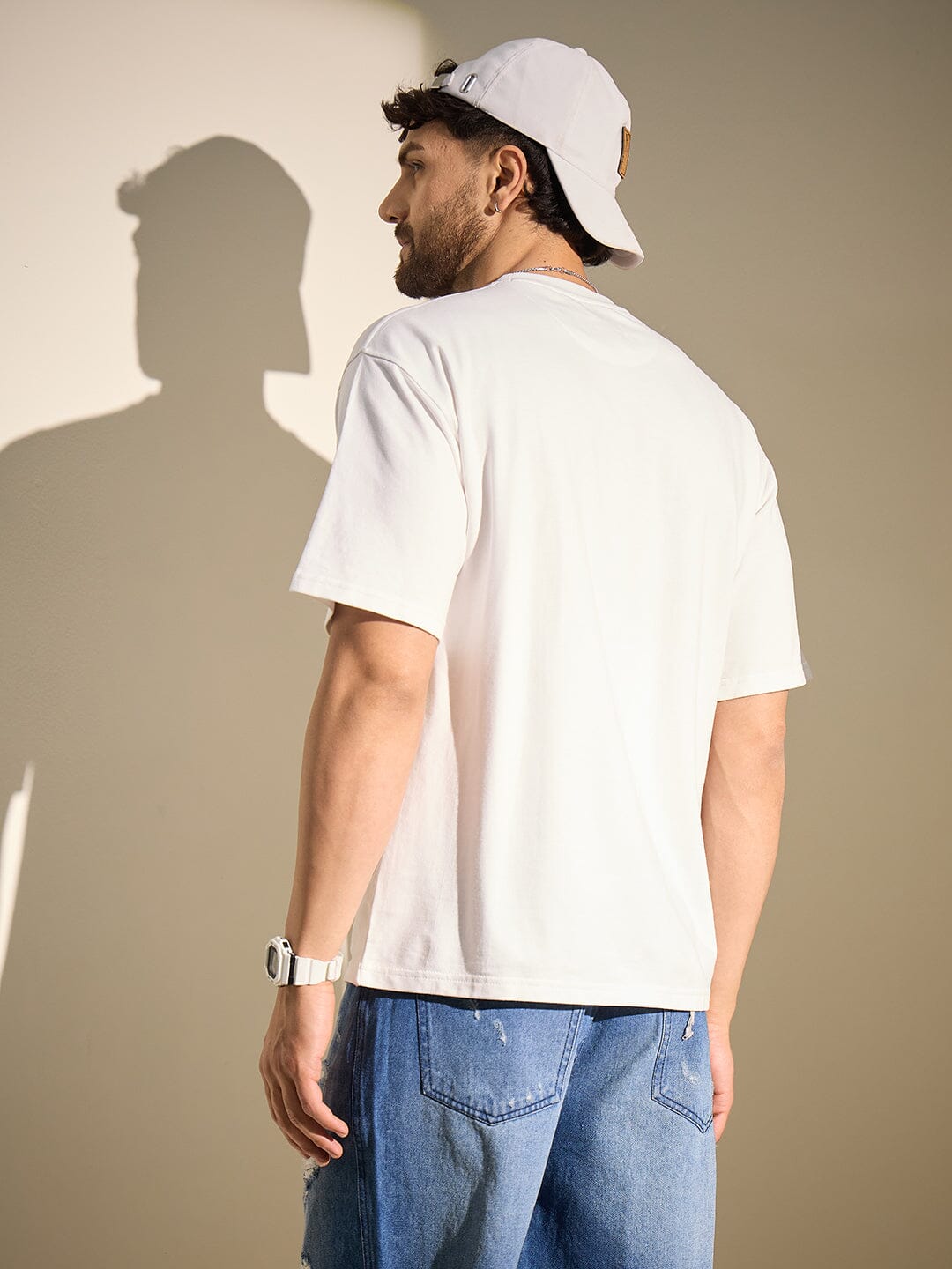 White Burn Graphic Oversized Tshirt