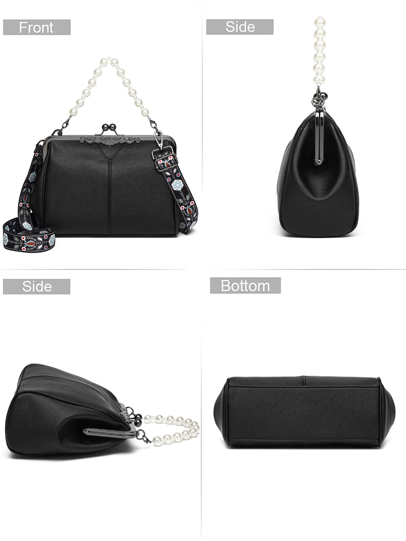 Women's British Vintage Oversized Bag – Multi-Way Shoulder/Tote Bag with Clip Closure
