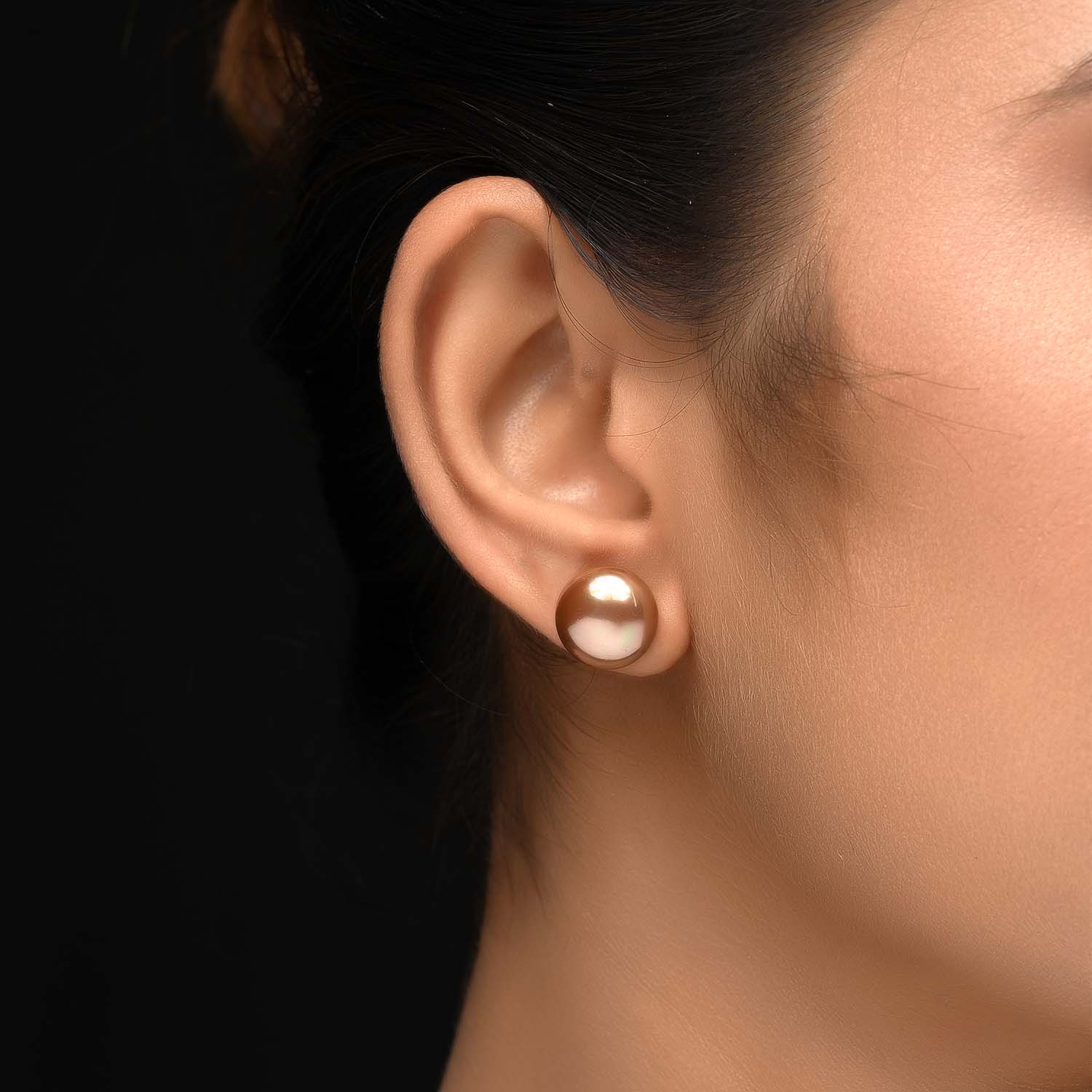 Angelina Brown natural Pearl Stud - qivii