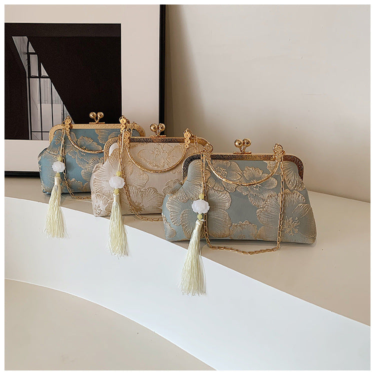 Women's Vintage Satin Mini Crossbody Bag - Retro Silk Handheld Purse - Petite, Elegant & Versatile