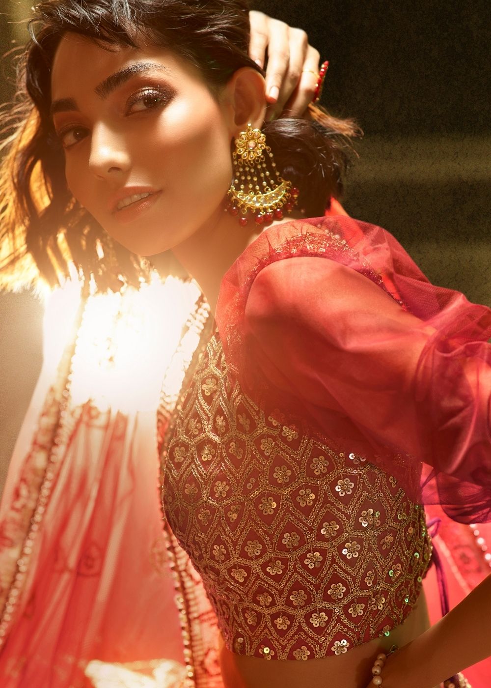 Maroon Soft Net Designer Lehenga Choli with overall Sequins work | Ready To Wear - qivii