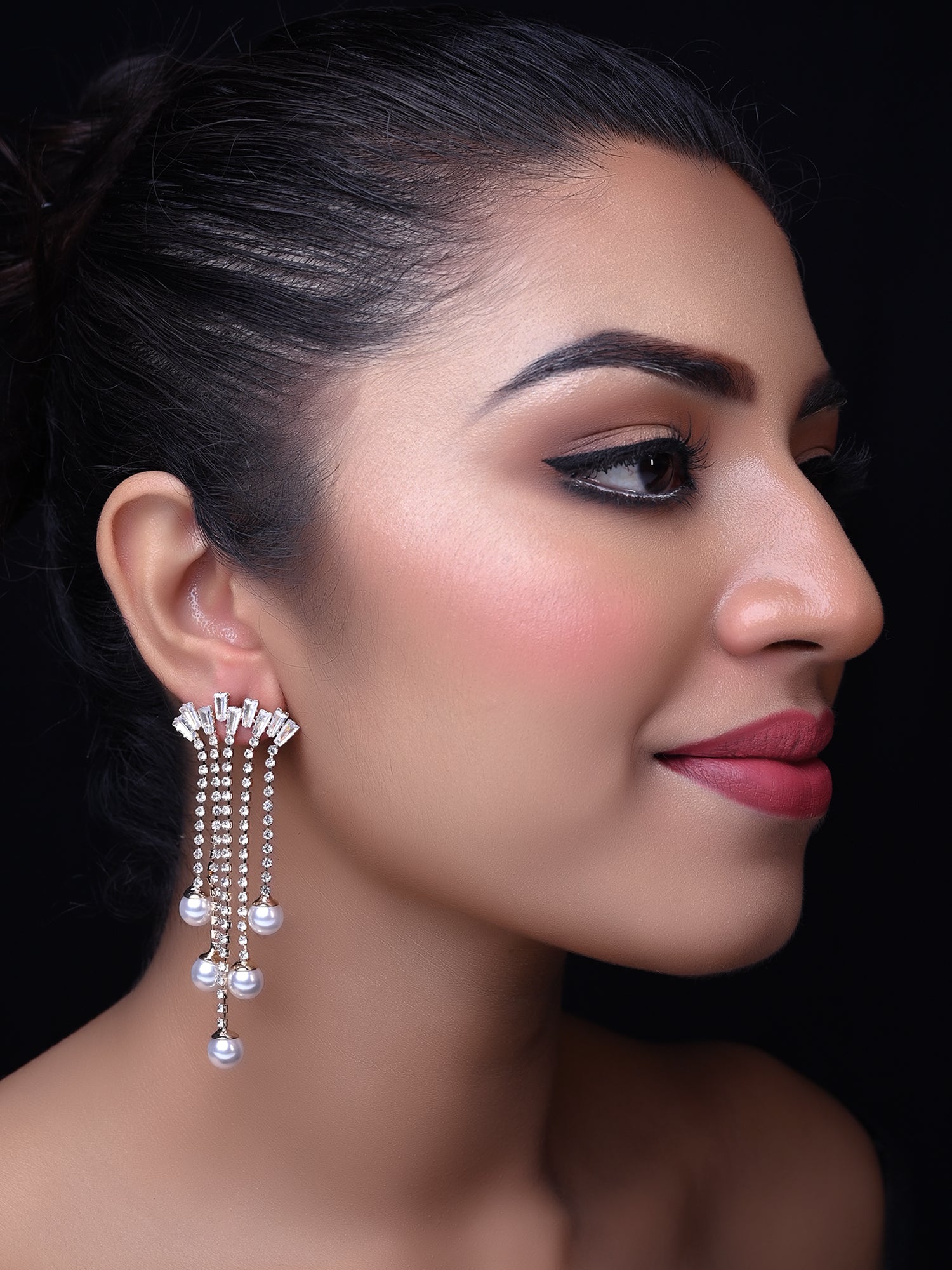 Maaria Rhino Stone Golden Western Earrings - qivii