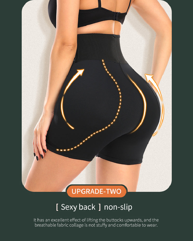 High Waist 9-row Adjustable Buckle Belt Shapewear Shorts With Sponge Pads - By Qivii