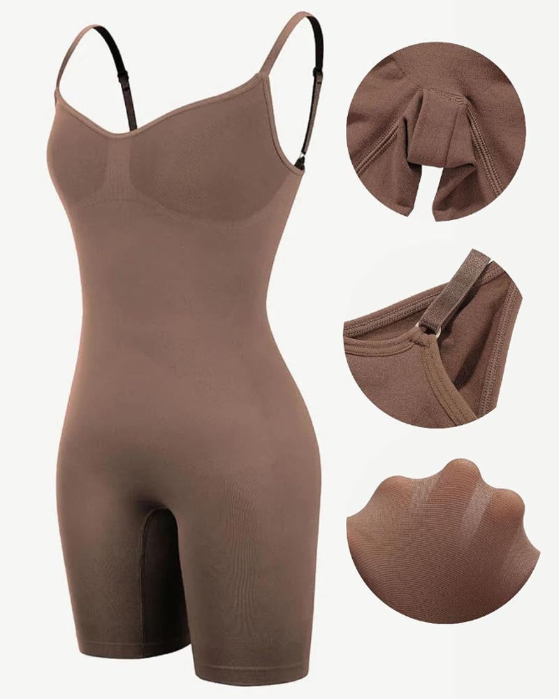 Seamless Light Support Tummy Control Thigh Slimmer Bodysuit Shapewear - By Qivii