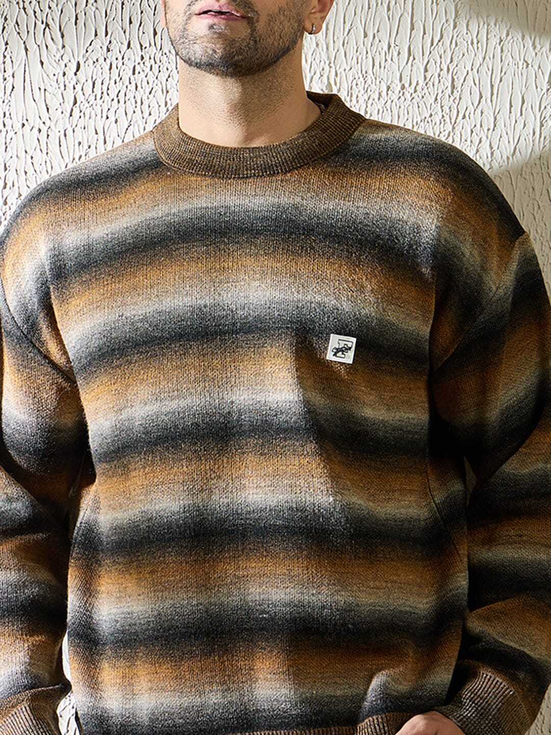 Brown Striped Oversized Sweater