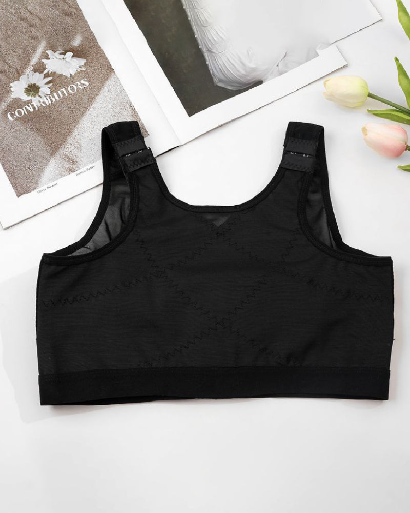 Front Closure Post Surgery Compression Shapewear Bra With Breast Support Belt - By Qivii