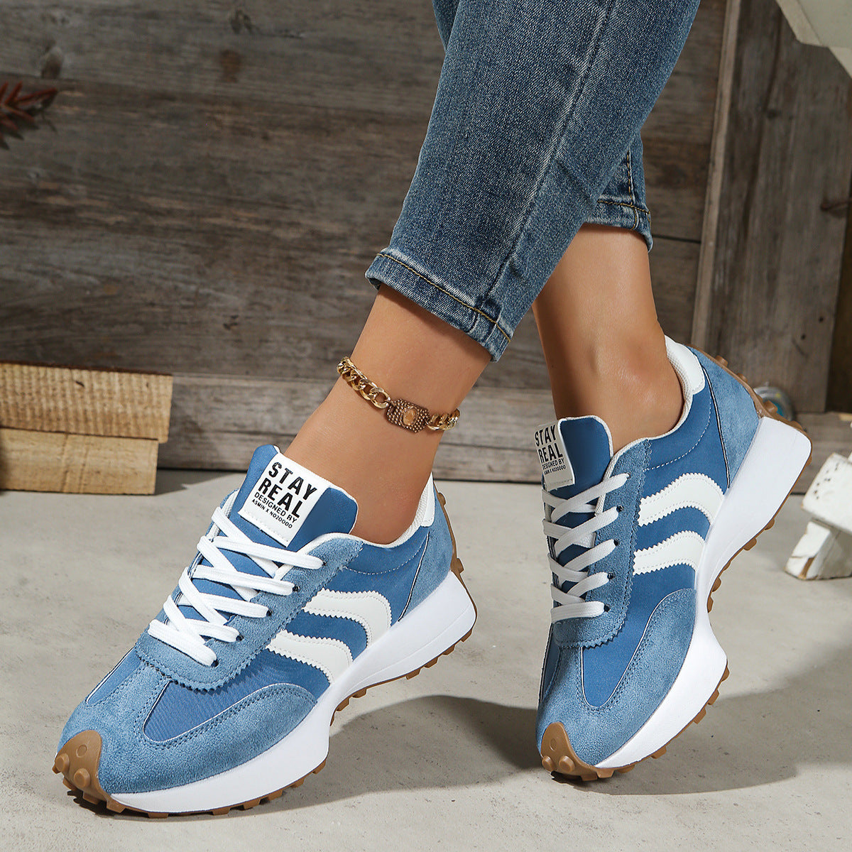 Women's Athena Curve Chunky Retro Runner Sneakers – Extended-Size Vintage Dad Walking Shoes with Sculpted Waist (US 5–11.5)