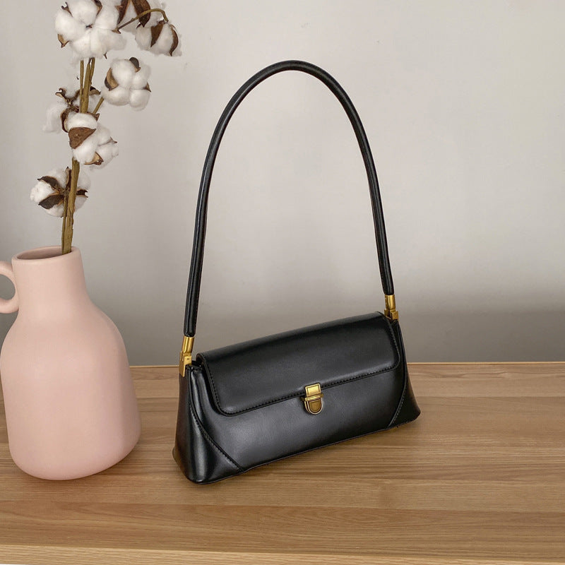Women's Parisian Baguette Satchel – Vintage Underarm Bag with Convertible Strap & Timeless Textured Leather