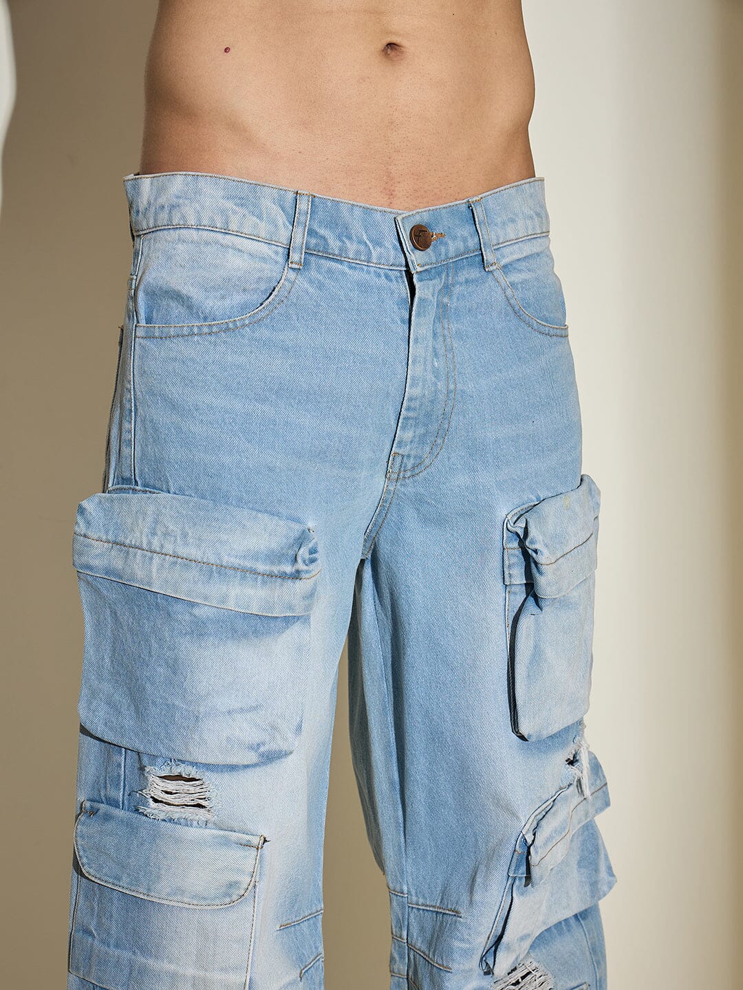 Ice Distressed Super Baggy Denim