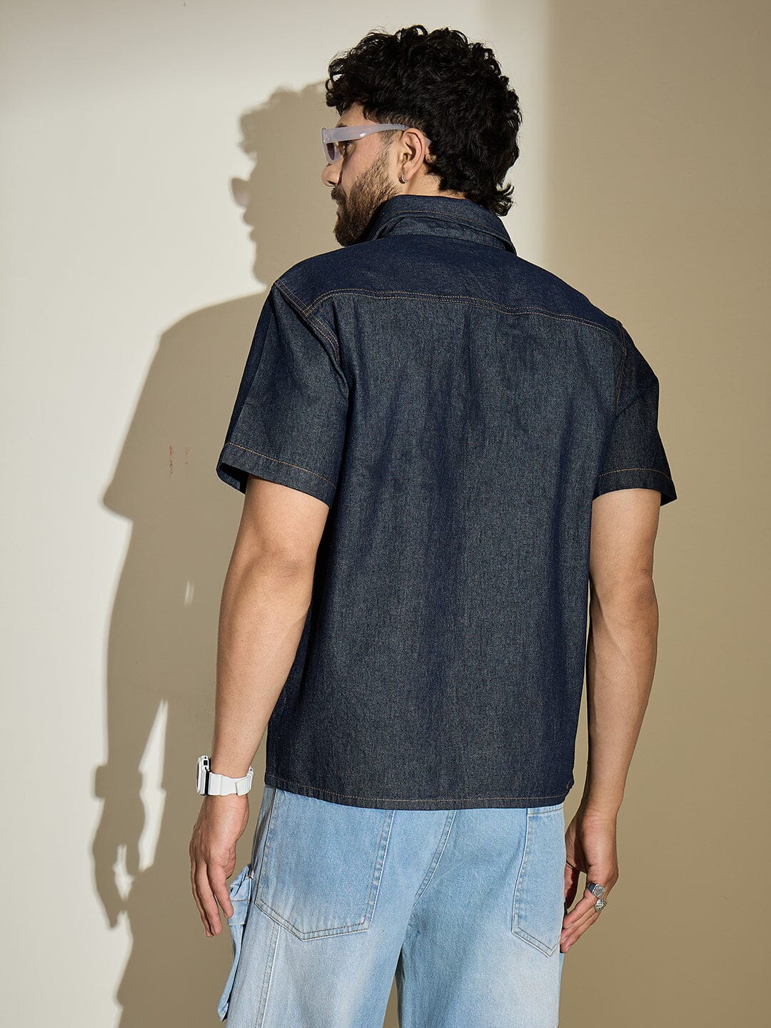 Dark Wash Carpenter Denim Shirt - qivii