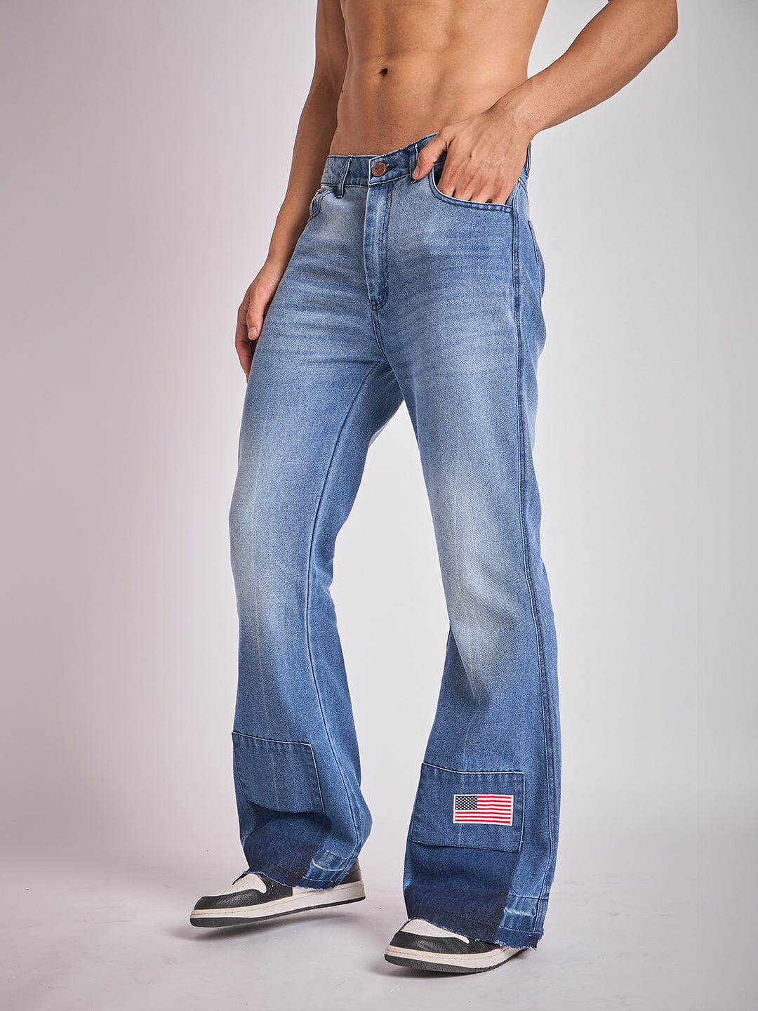 Indigo Super Flared Cut & Sew Denim