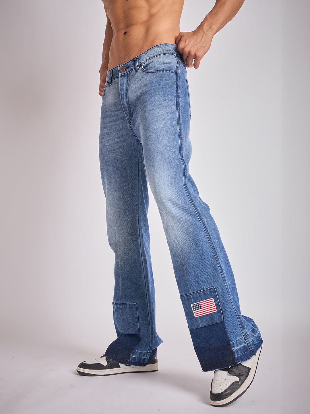 Indigo Super Flared Cut & Sew Denim