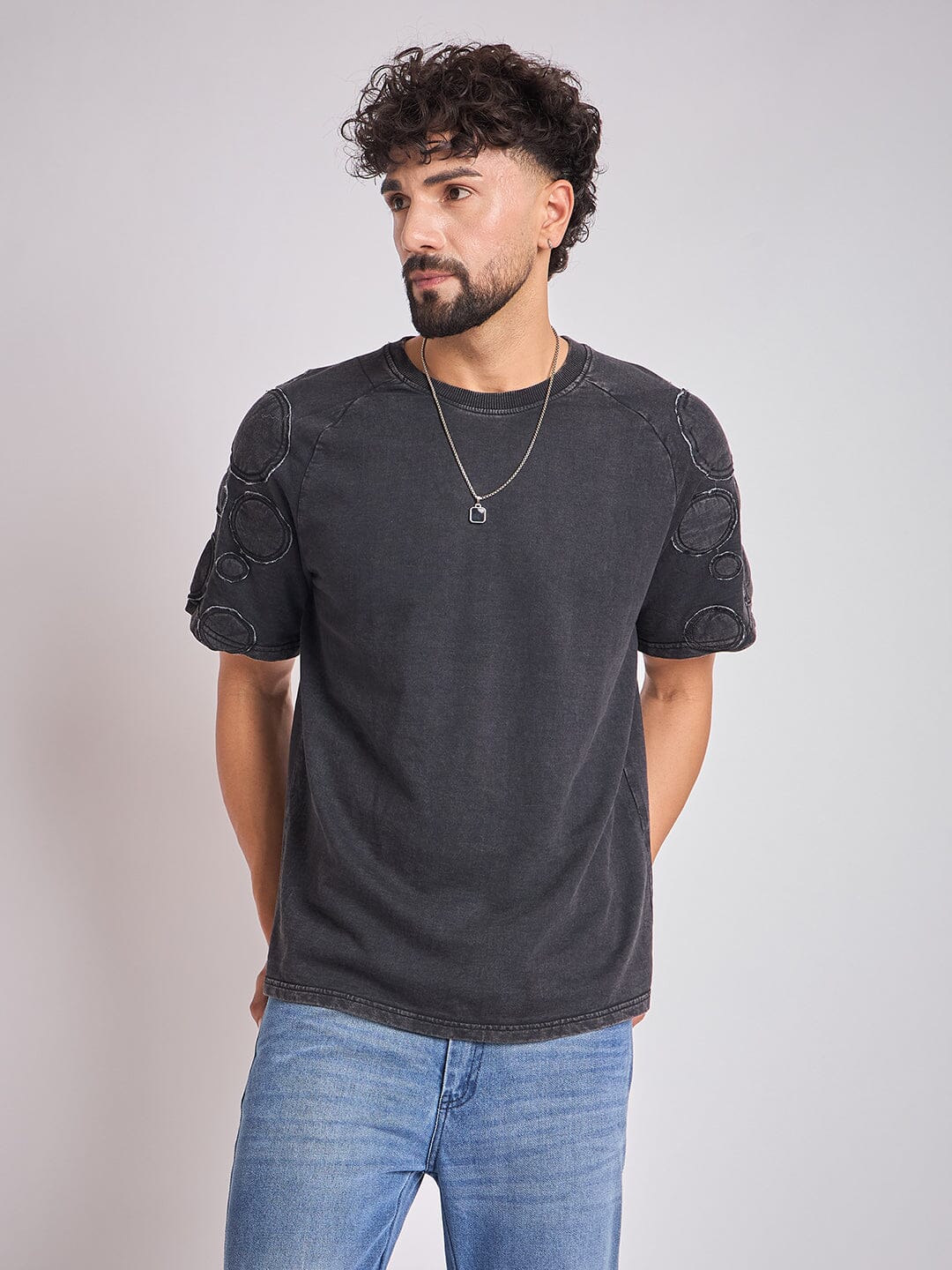 Moon Wash Craters Applique Oversized Tshirt