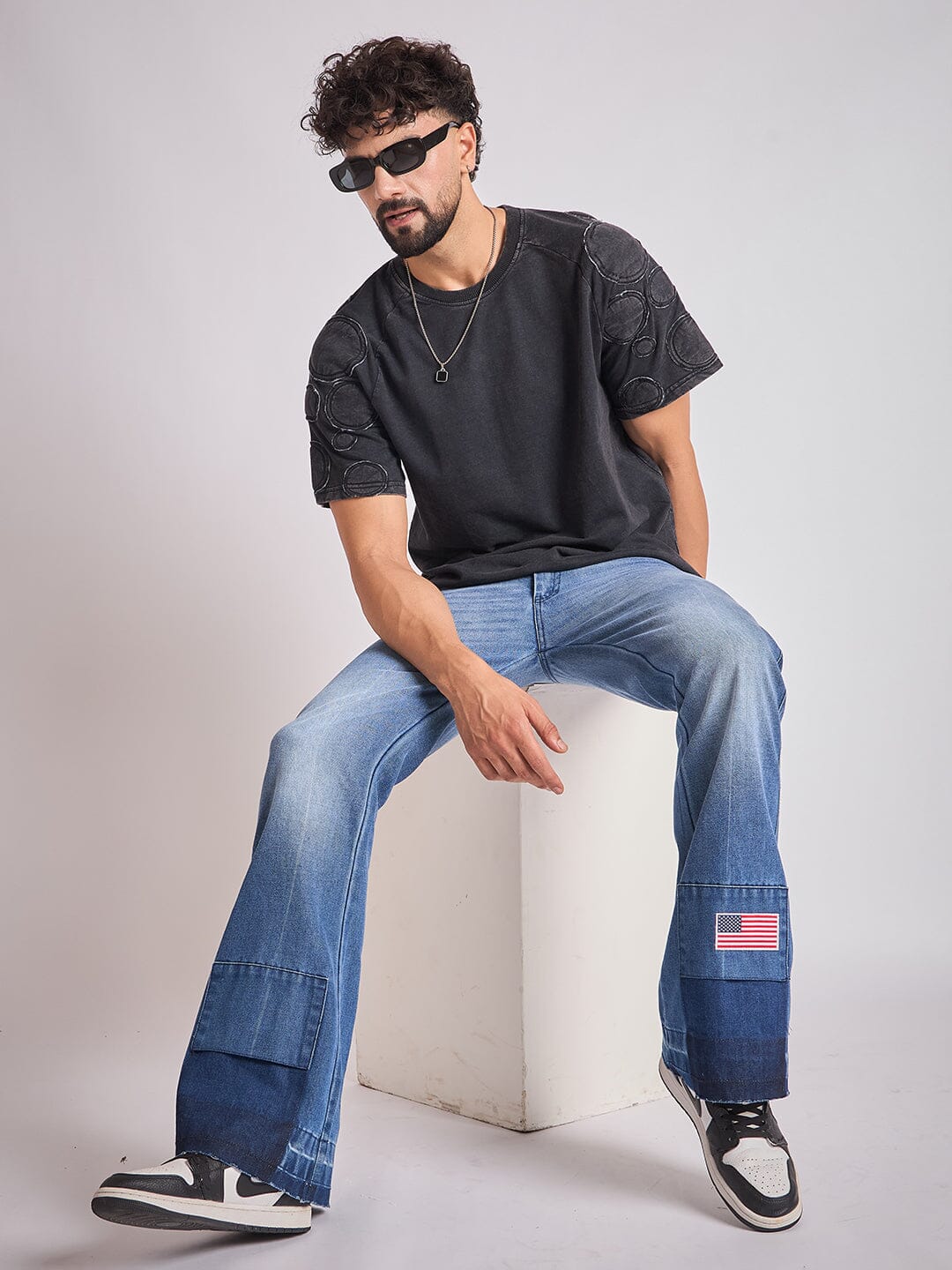 Moon Wash Craters Applique Oversized Tshirt