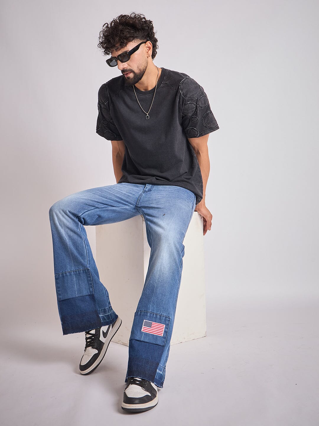 Indigo Super Flared Cut & Sew Denim