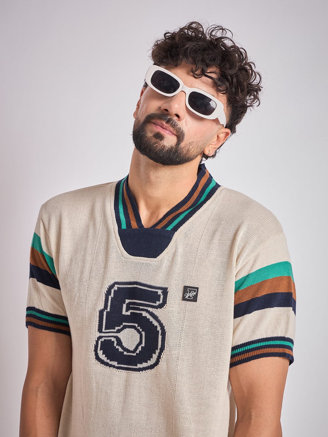 Cream Vintage Sports Knitted Jersey