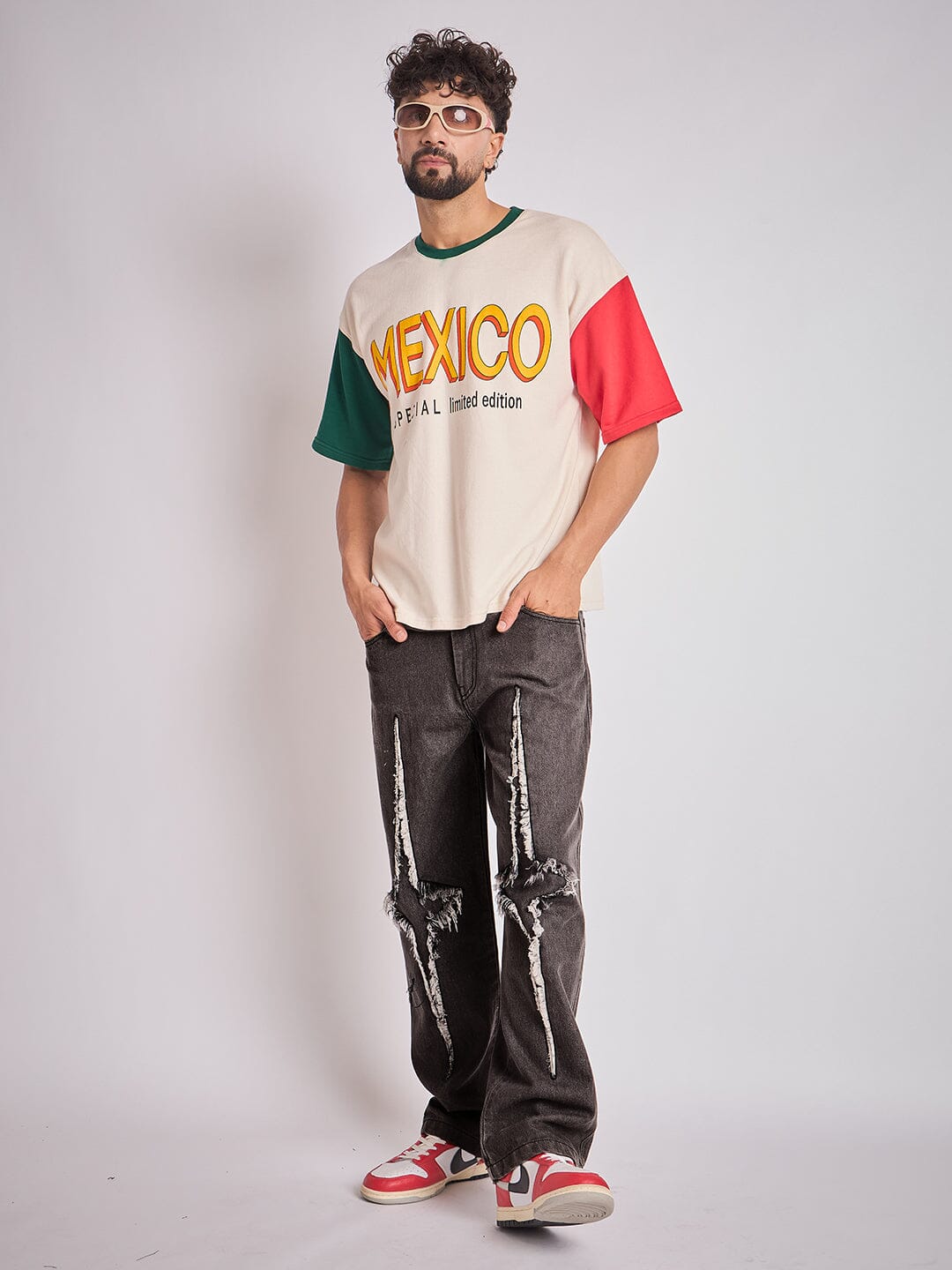 Black Y2K Patch Straight Fit Denim