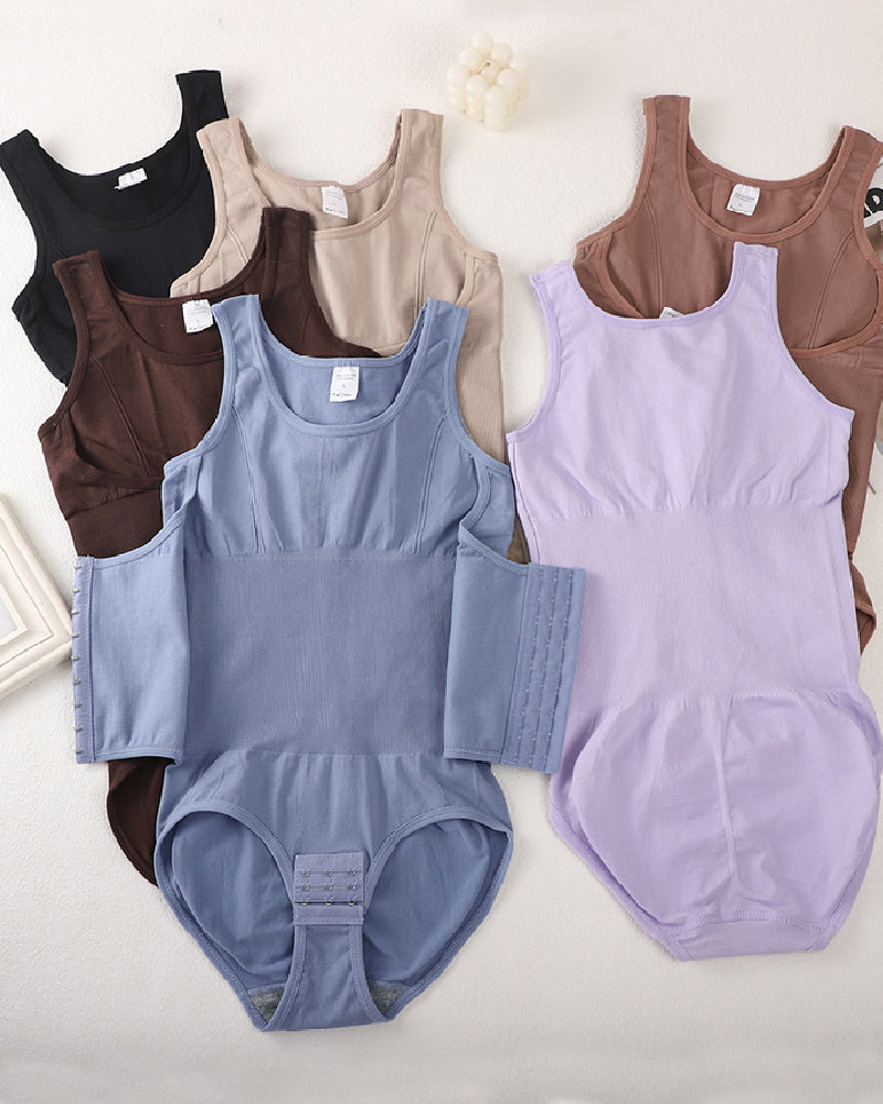 2 in 1 Seamless Double Tummy Control Corset Bodysuit Scoop Neck Tank Top Shapewear - By Qivii