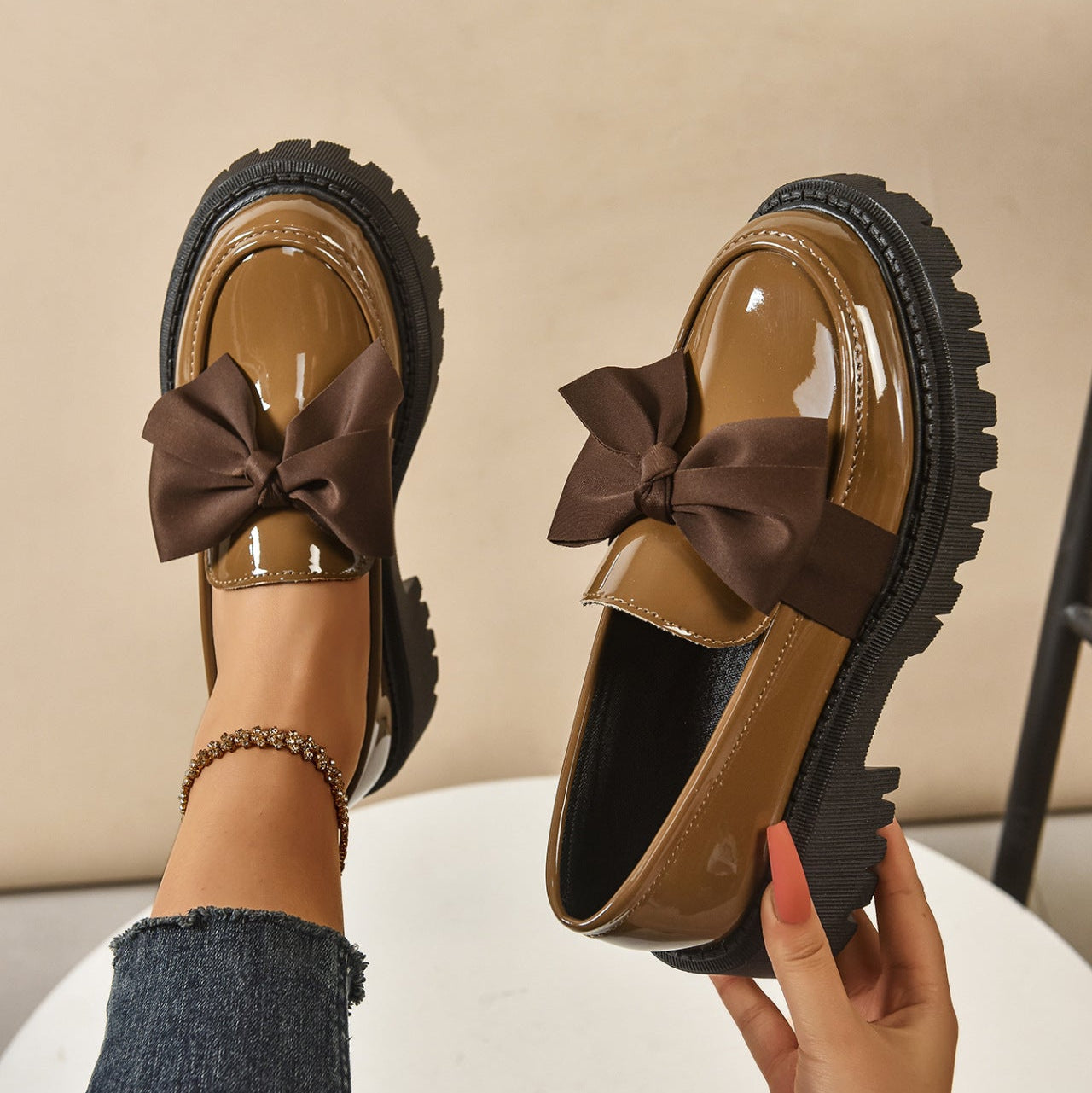 Women’s BowEase Slip-On Loafers – Bow-Detail Classic Flat Shoes (US 4–10)