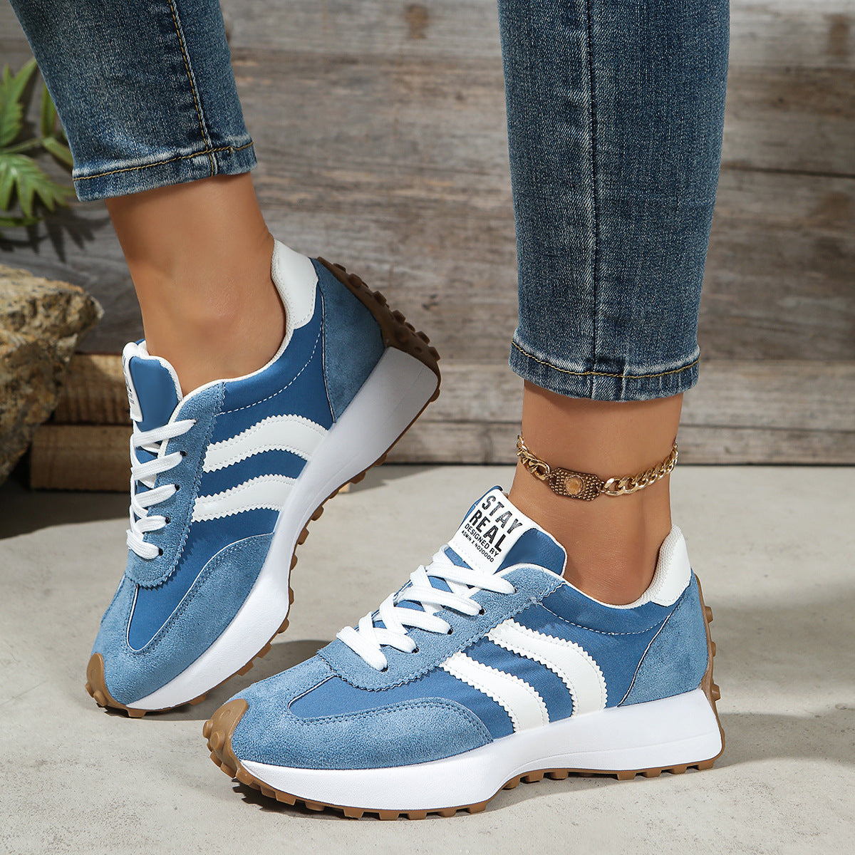 Women's Athena Curve Chunky Retro Runner Sneakers – Extended-Size Vintage Dad Walking Shoes with Sculpted Waist (US 5–11.5)