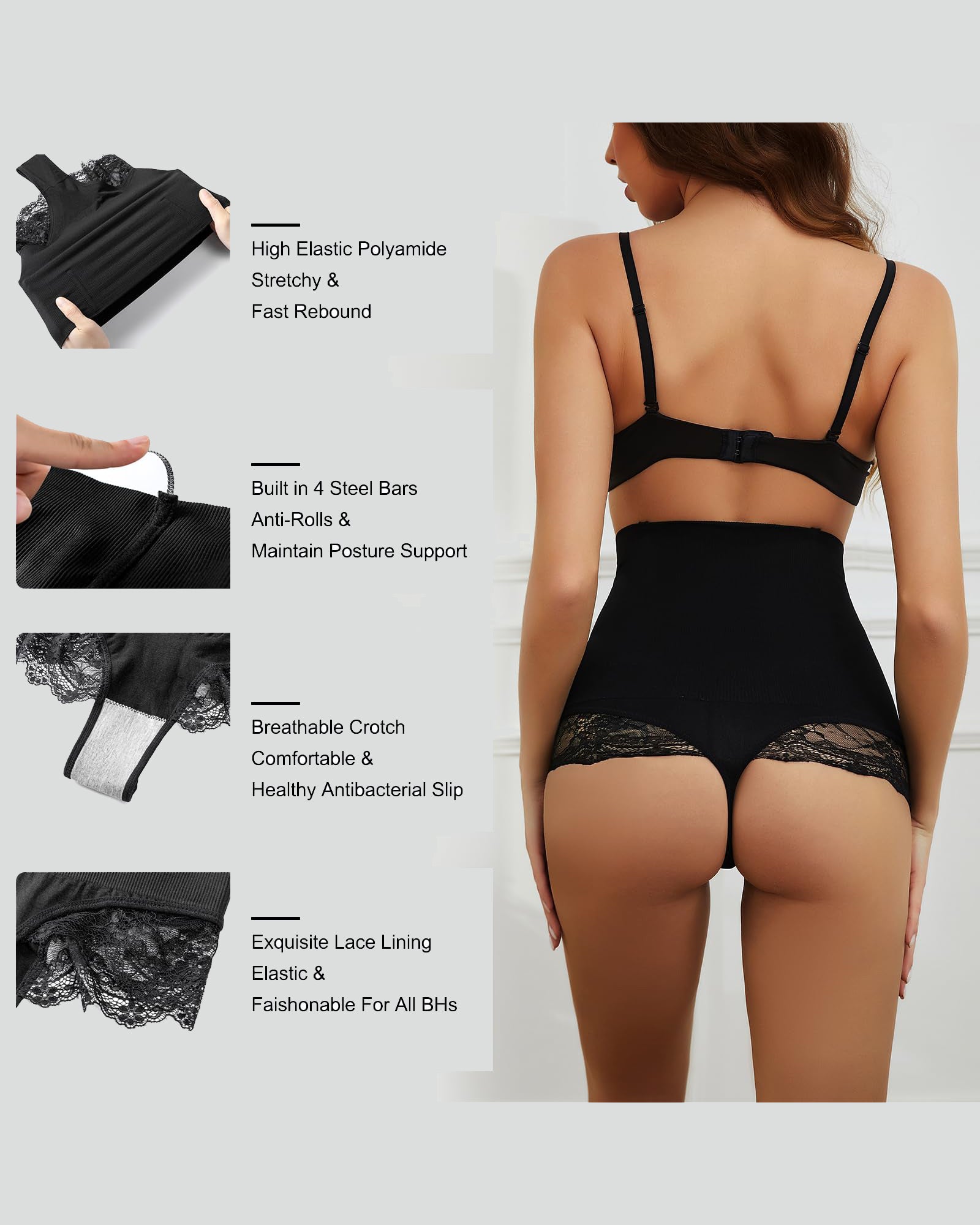 High Waist Shapewear Thong Seamless Slimming Tummy Control Thong - By Qivii