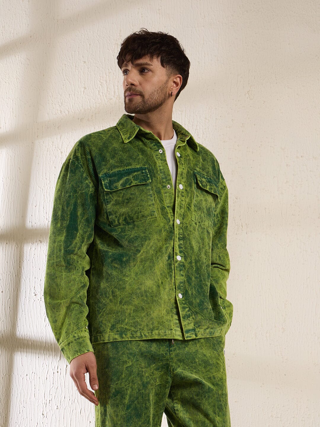 Neon Dyed Washed Cord Shacket - qivii