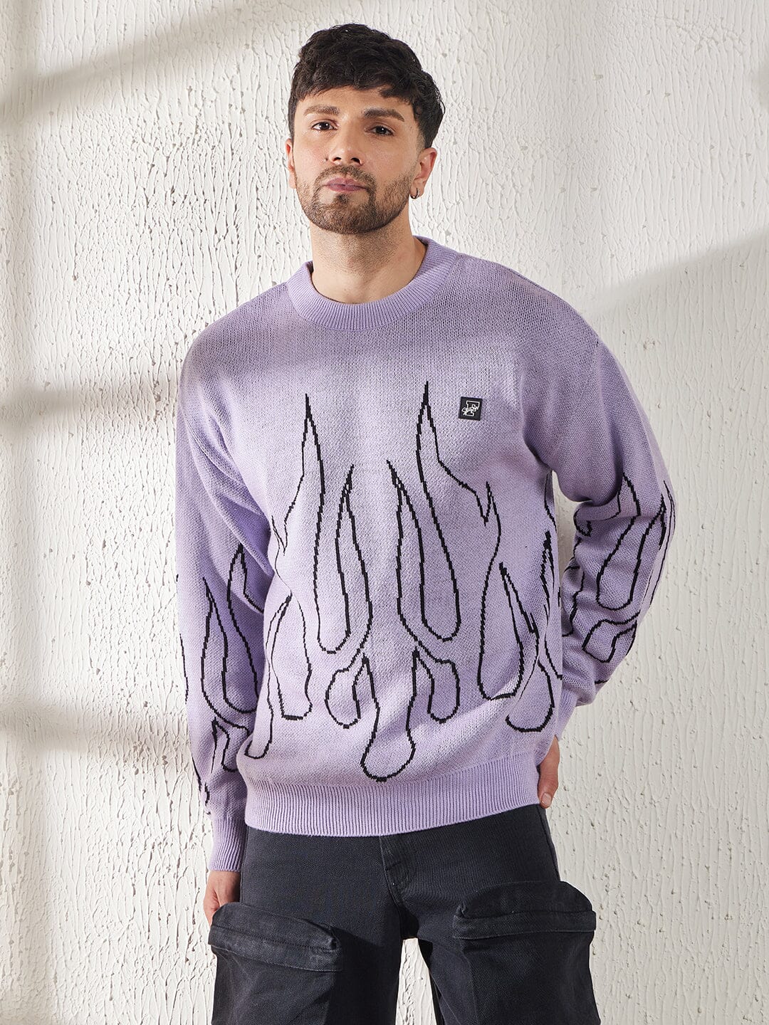 Plum Flames Oversized Sweater