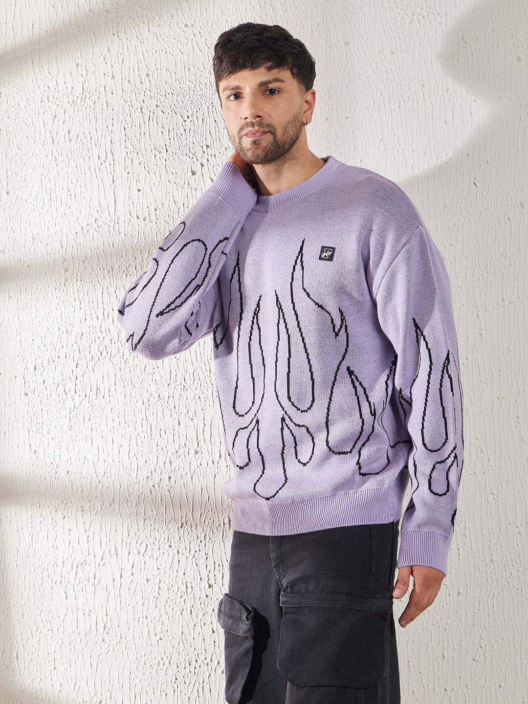 Plum Flames Oversized Sweater