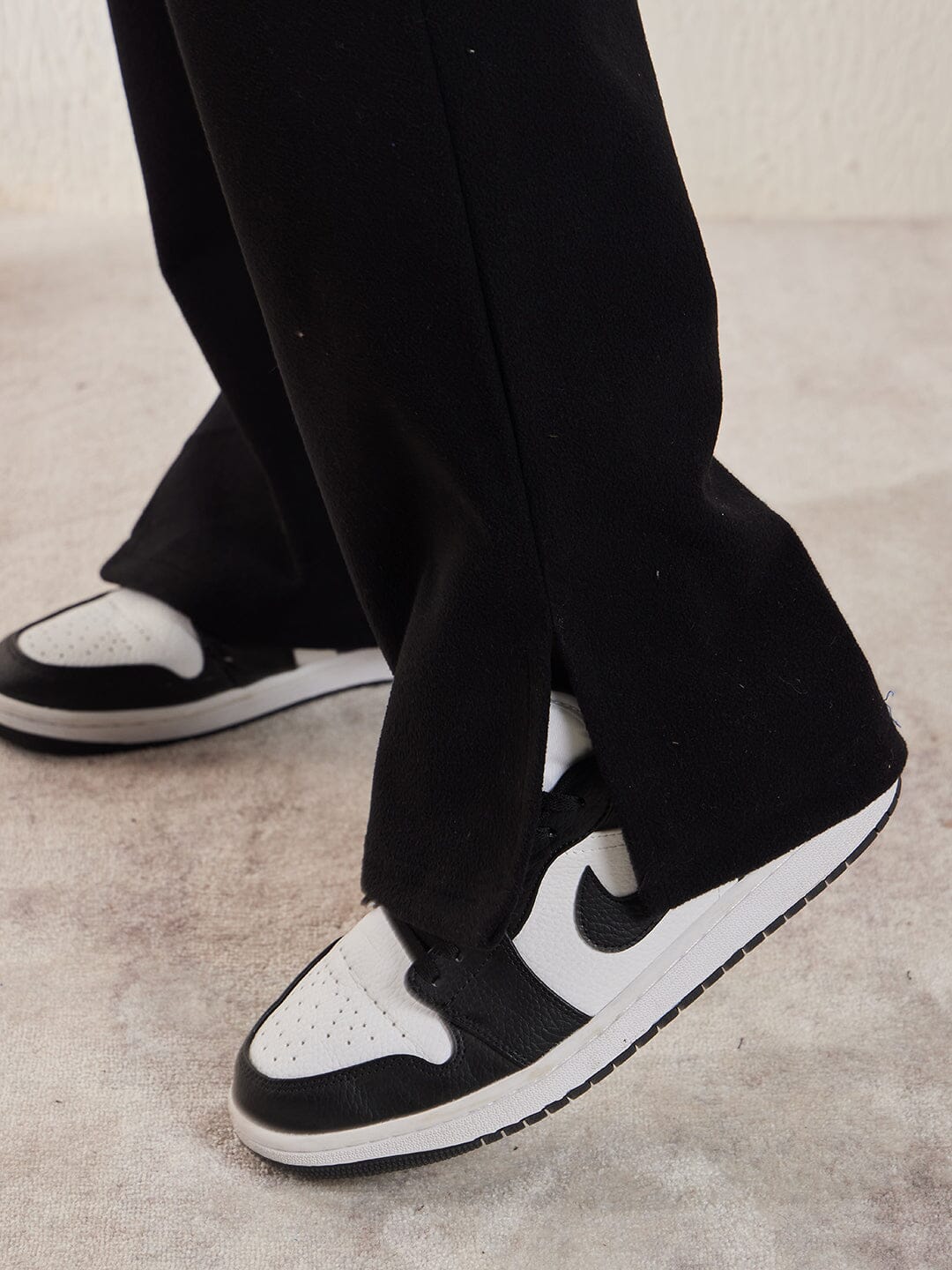 Black Polar Fleece Boot Cut Joggers