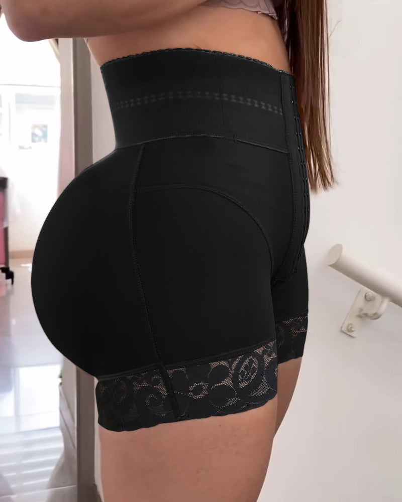 Shapshe® Colombian Girdles Lace Stitching Slimming Shorts Butt Lifter Front Buckle Shaping Panty - By Qivii