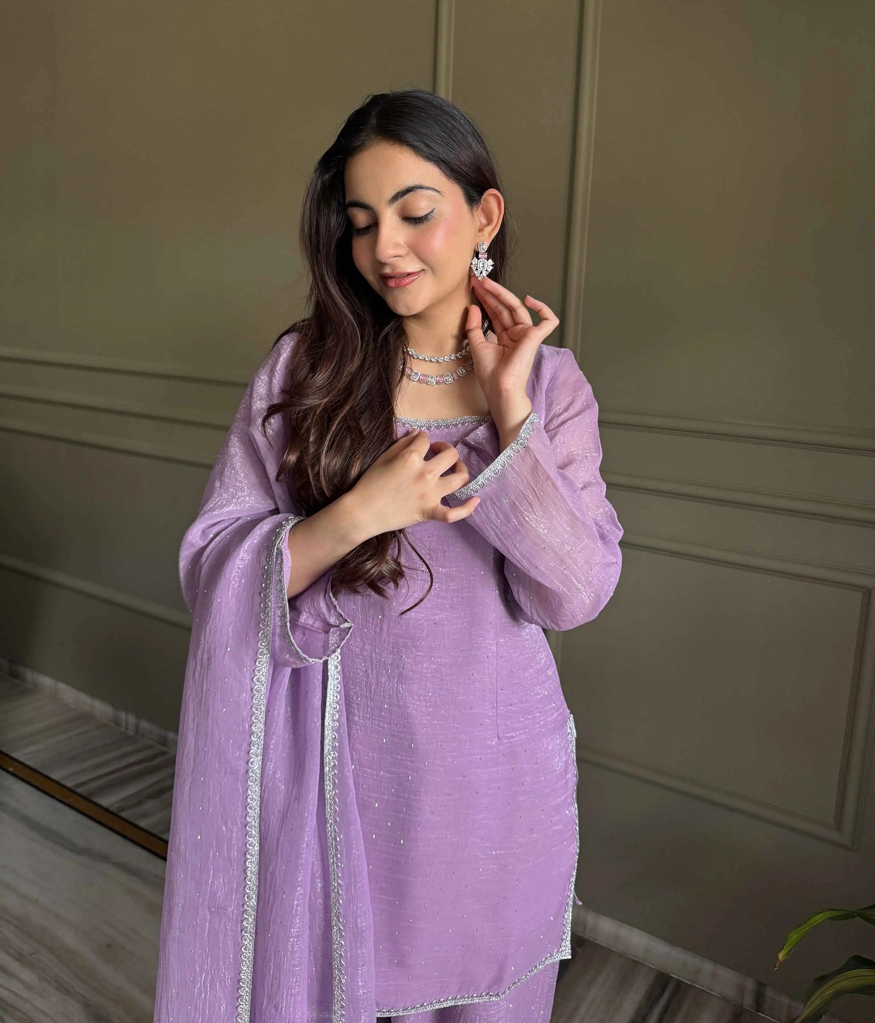 Lavender Designer Silk Salwar Suit