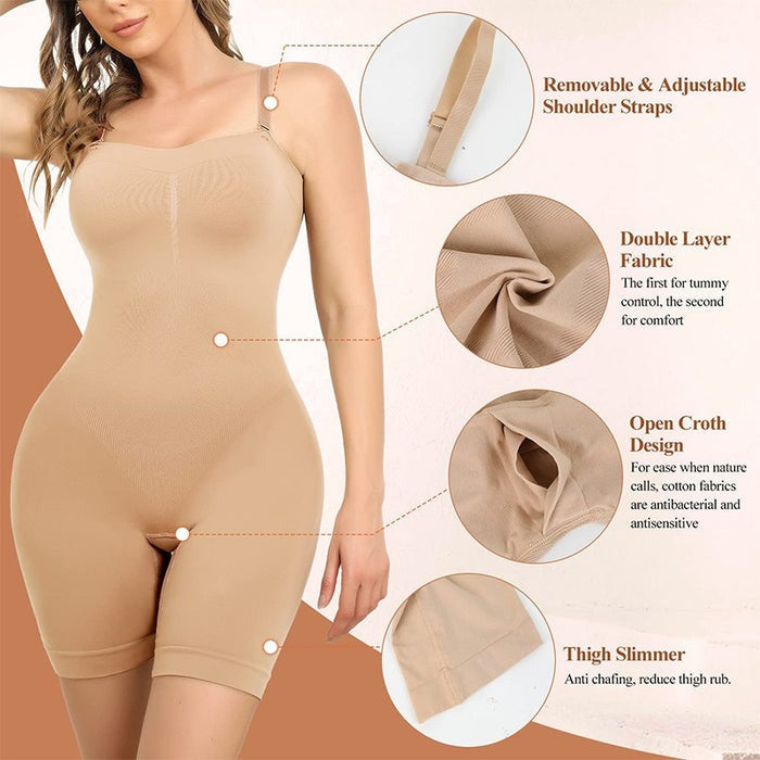 Slimming Sleeveless Bodysuit With Removable Shoulder Strap - By Qivii