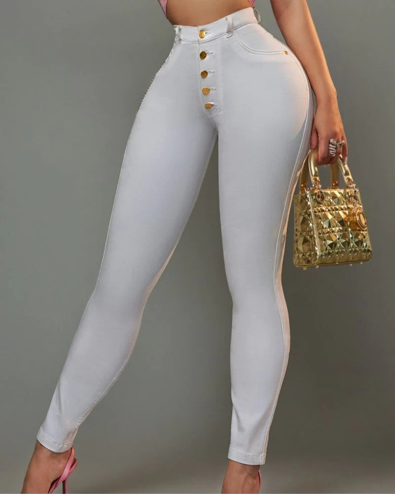Womens High Rise Stretch Skinny Butt Lifting Curvy Colombian Jeans - By Qivii