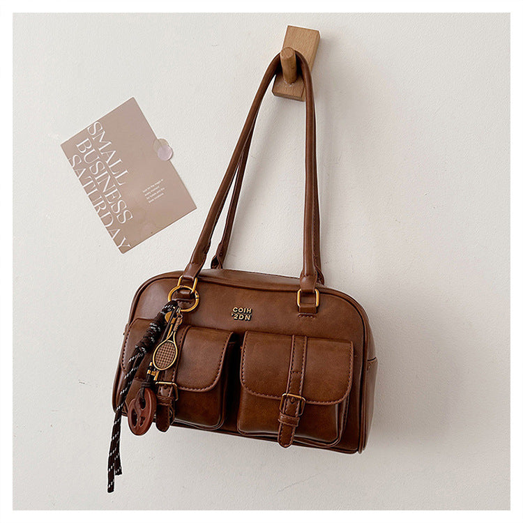 Women's Trendy Vintage Boston Pillow Tote Bag - Versatile Shoulder/Handheld Retro Commuter Bag