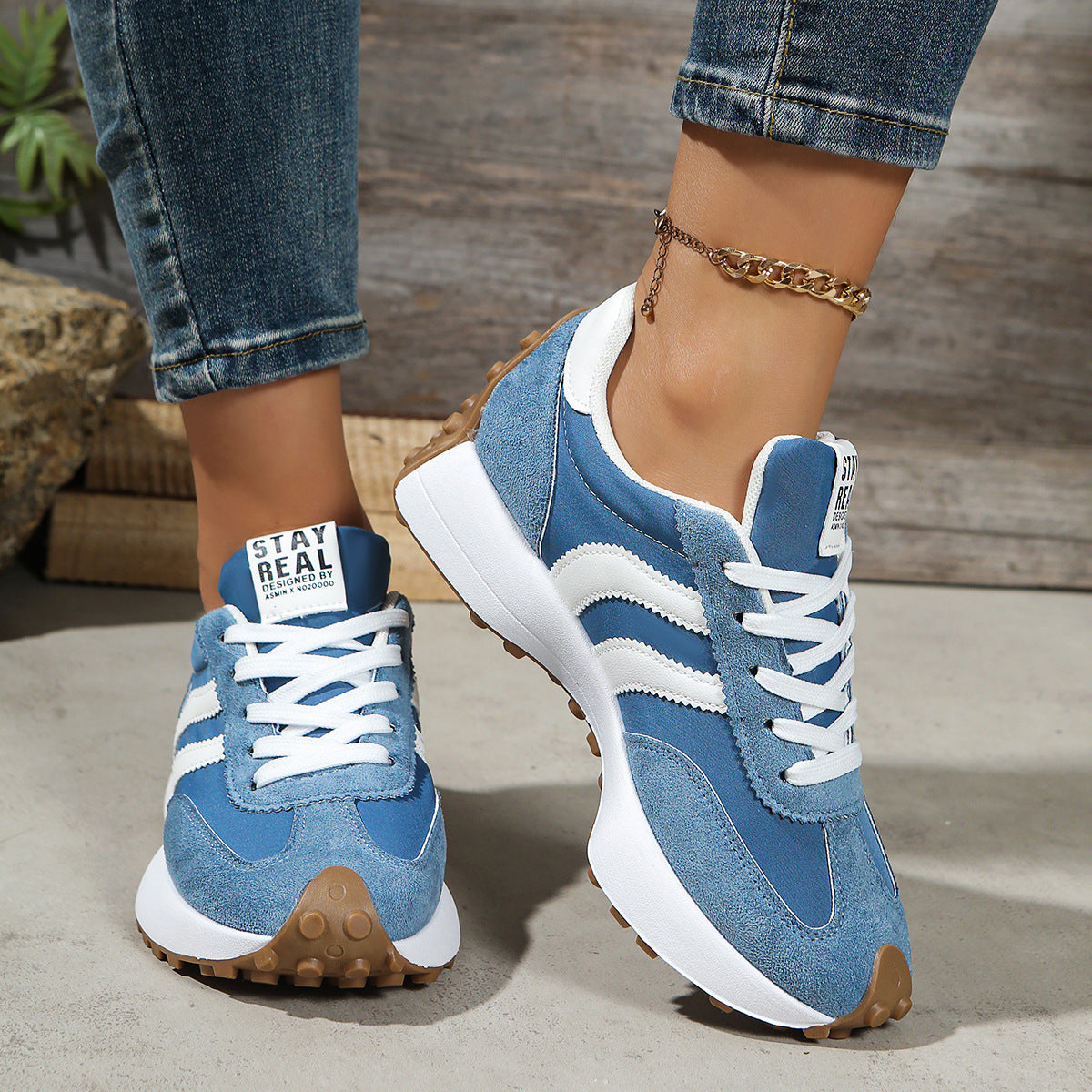 Women's Athena Curve Chunky Retro Runner Sneakers – Extended-Size Vintage Dad Walking Shoes with Sculpted Waist (US 5–11.5)