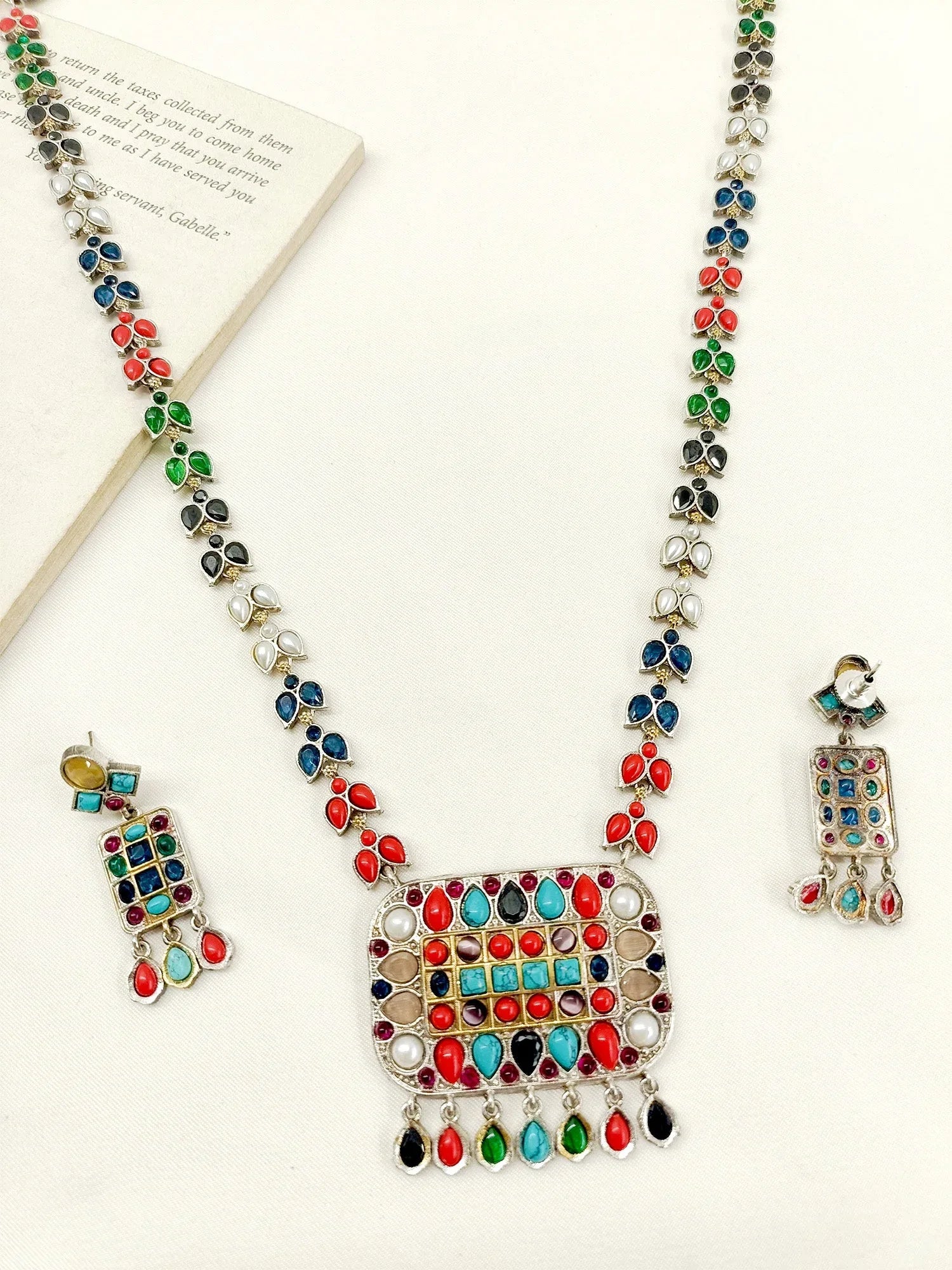 Sanchal Multi Colour Oxidized Necklace Set