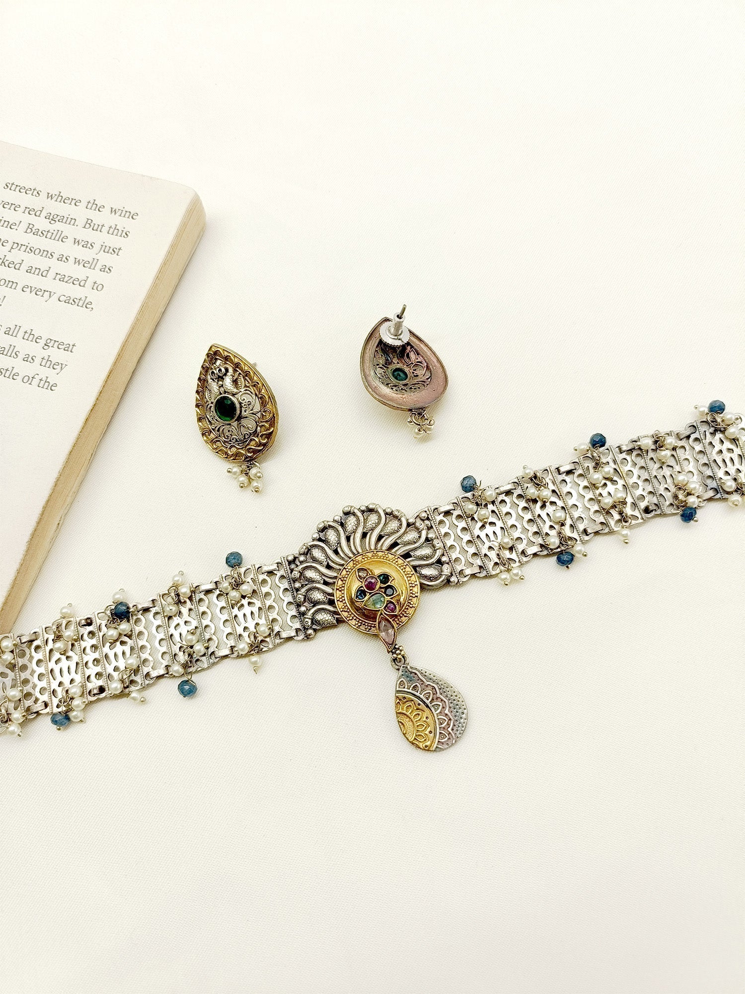 Neeti Multi Colour Oxidized Choker Set - qivii