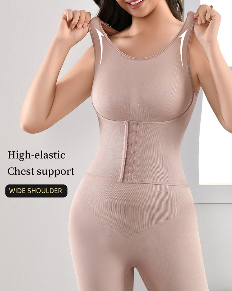 2 in 1 Seamless Double Tummy Control Mid Length Bodysuit - By Qivii